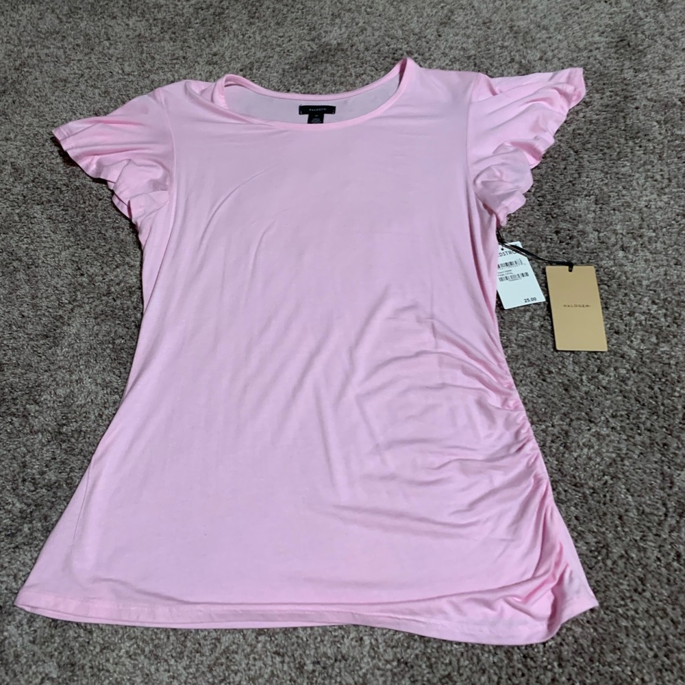 Brand-new with tags on light pink T-shirt with rouching on the side